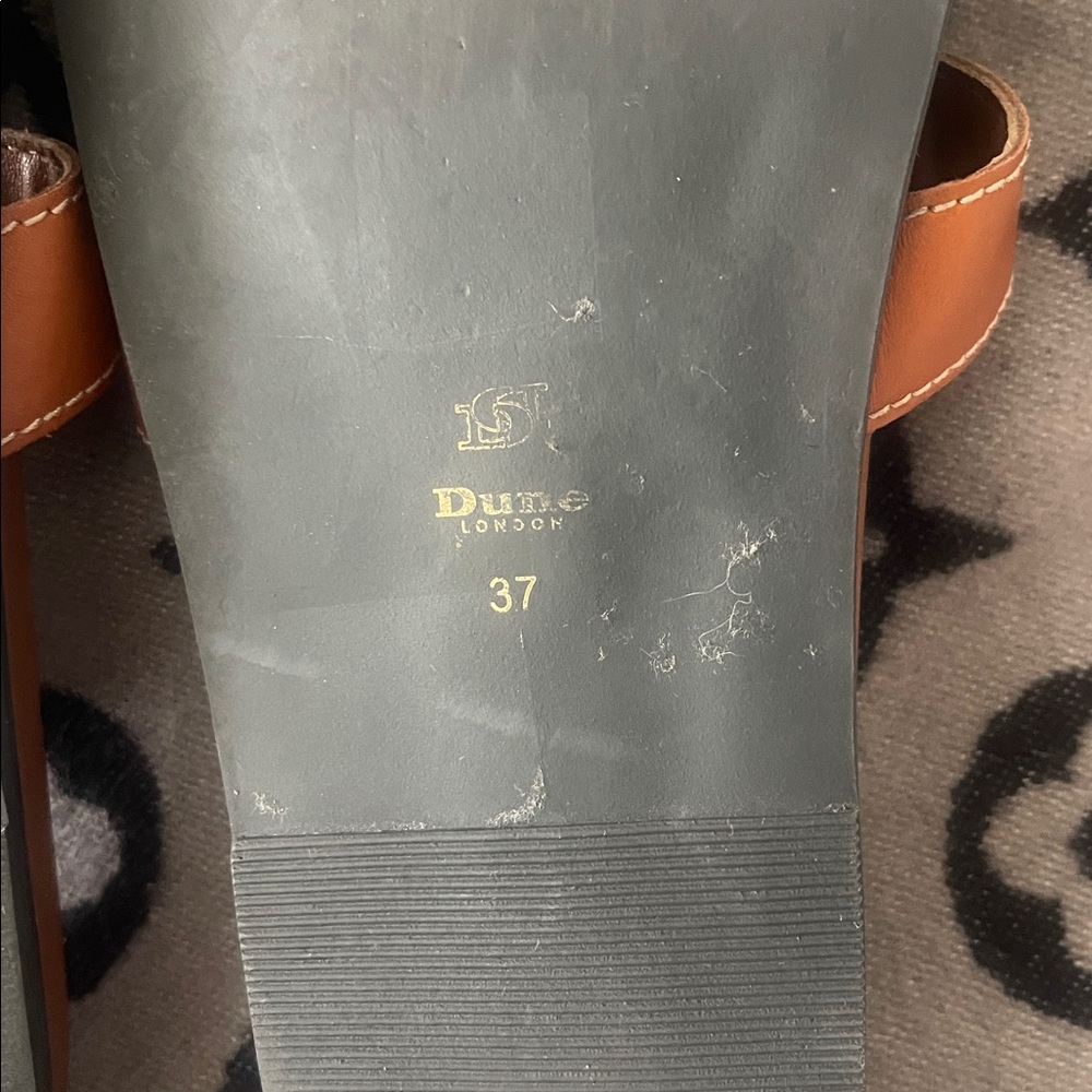 Dune London Tan Leather Slide Sandals - Picture 4 of 6